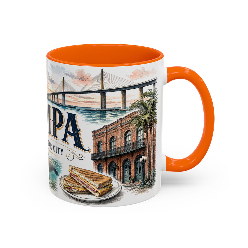 Tampa Coffee Mug | United States Travel Souvenir | Vintage Illustrated City Gift | 11 oz 15 oz Accent Mug