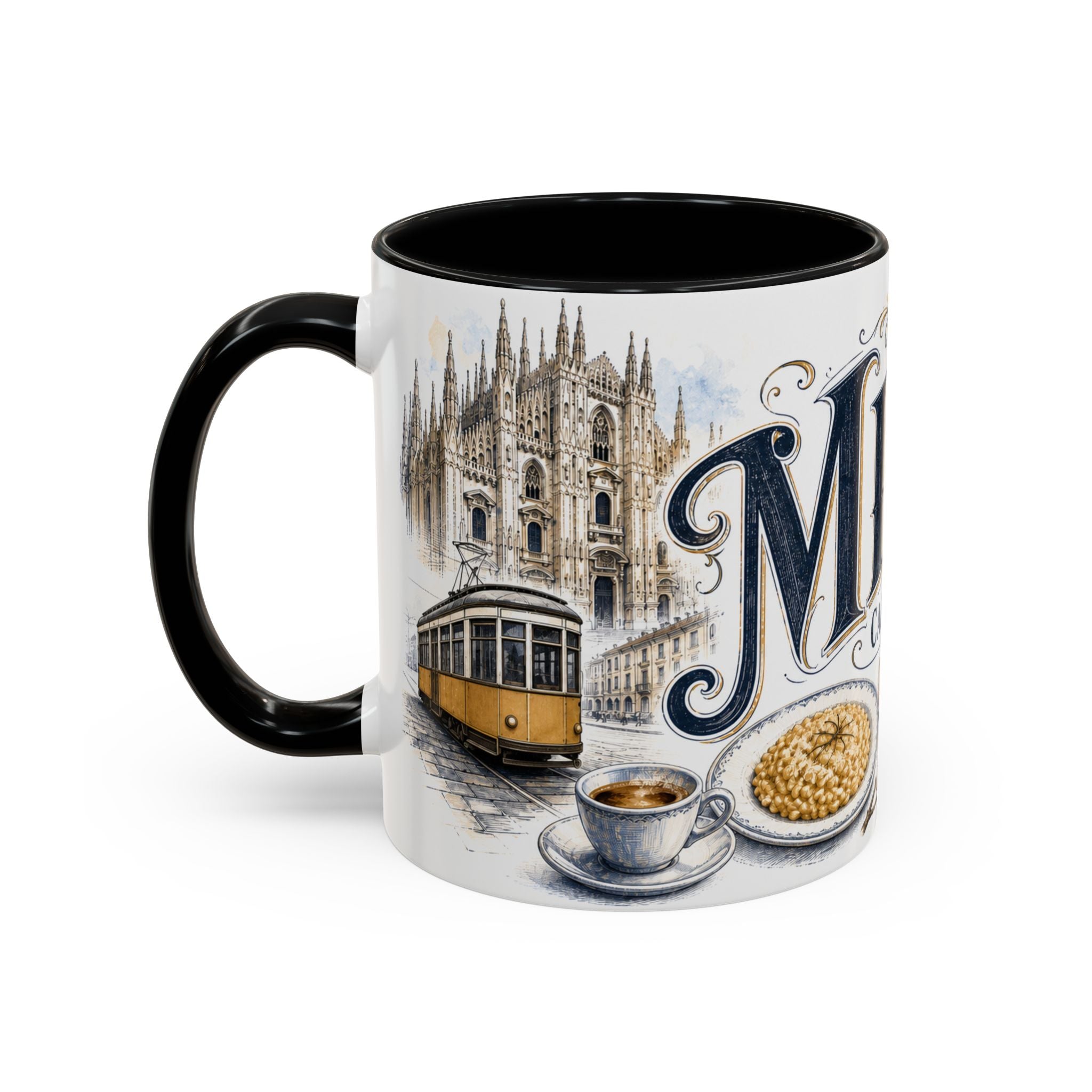 Milan Coffee Mug | Italy Travel Souvenir | Vintage Illustrated City Gift | 11 oz 15 oz Accent Mug