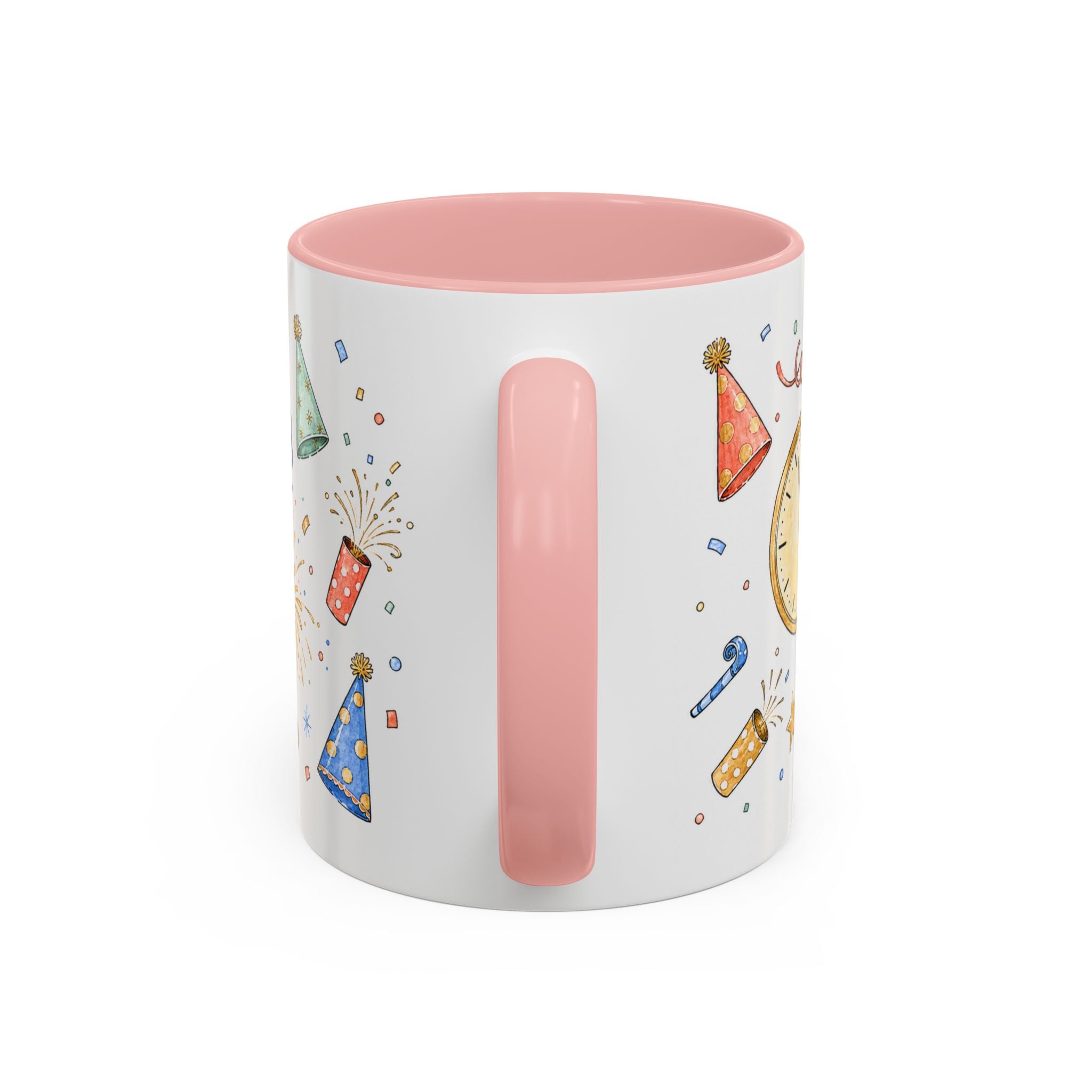 New Year Mug | Midnight Clock Toast Watercolor Celebration Gift | Accent Cup 11oz 15oz