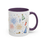 New Year Mug | Midnight Clock Toast Watercolor Celebration Gift | Accent Cup 11oz 15oz