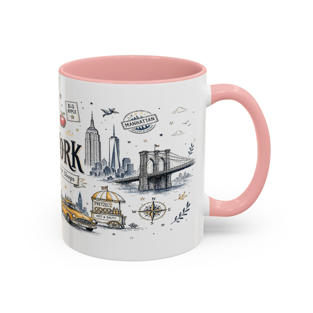 New York City Coffee Mug | New York Souvenir Travel Gift | Accent Color Ceramic 11oz 15oz