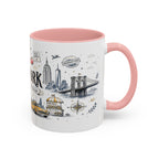 New York City Coffee Mug | New York Souvenir Travel Gift | Accent Color Ceramic 11oz 15oz