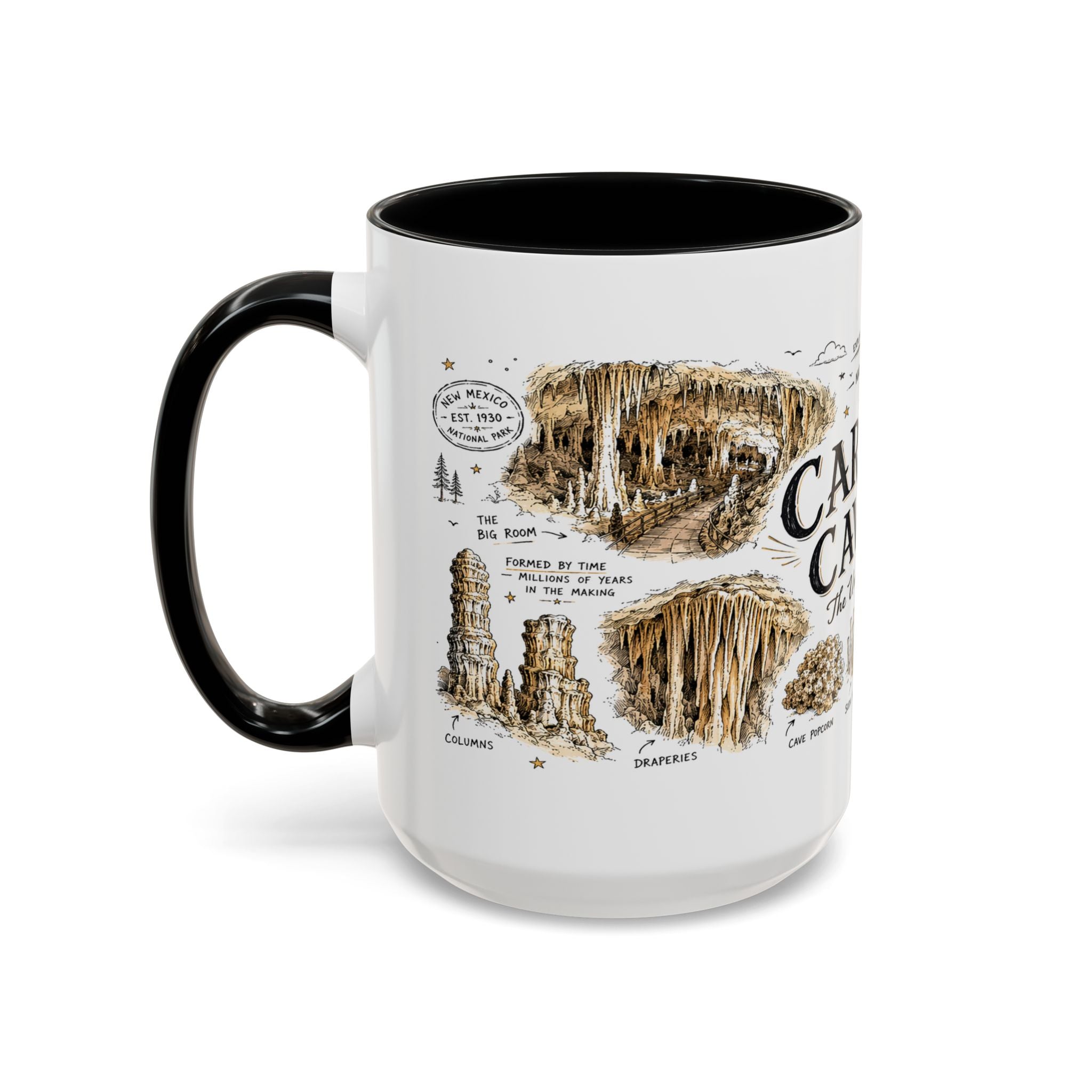 Carlsbad Caverns National Park Coffee Mug | New Mexico Cave Exploration Bat Gift | Accent Color Ceramic 11oz 15oz