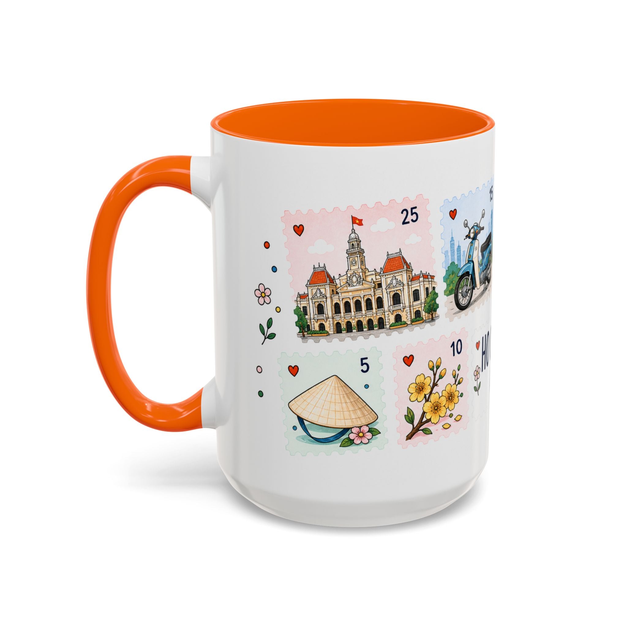 Ho Chi Minh City Coffee Mug | Postage Stamp Collage Mug | Travel Souvenir Accent Cup 11oz 15oz