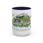 Salzburg Illustrated Travel Mug | City Souvenir Accent Coffee Mug | 11oz 15oz Ceramic Cup