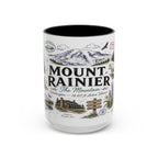 Mount Rainier Coffee Mug | National Park Hiking Washington Gift | Accent Color Ceramic 11oz 15oz