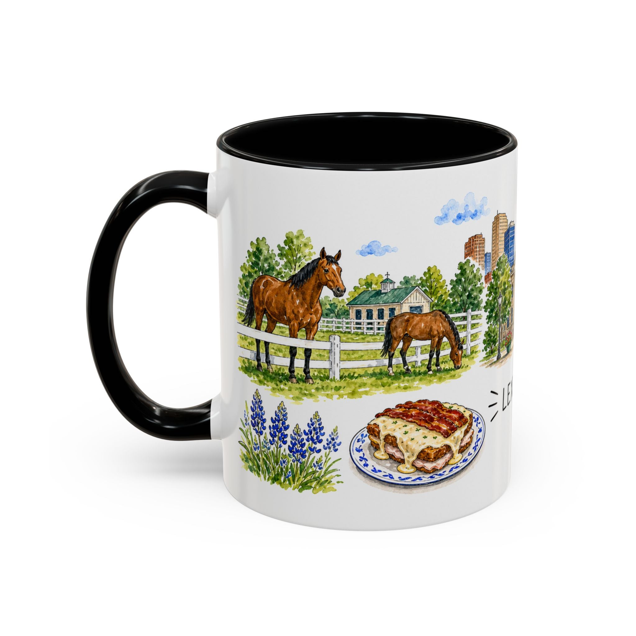 Lexington Illustrated Travel Mug | City Souvenir Accent Coffee Mug | 11oz 15oz Ceramic Cup