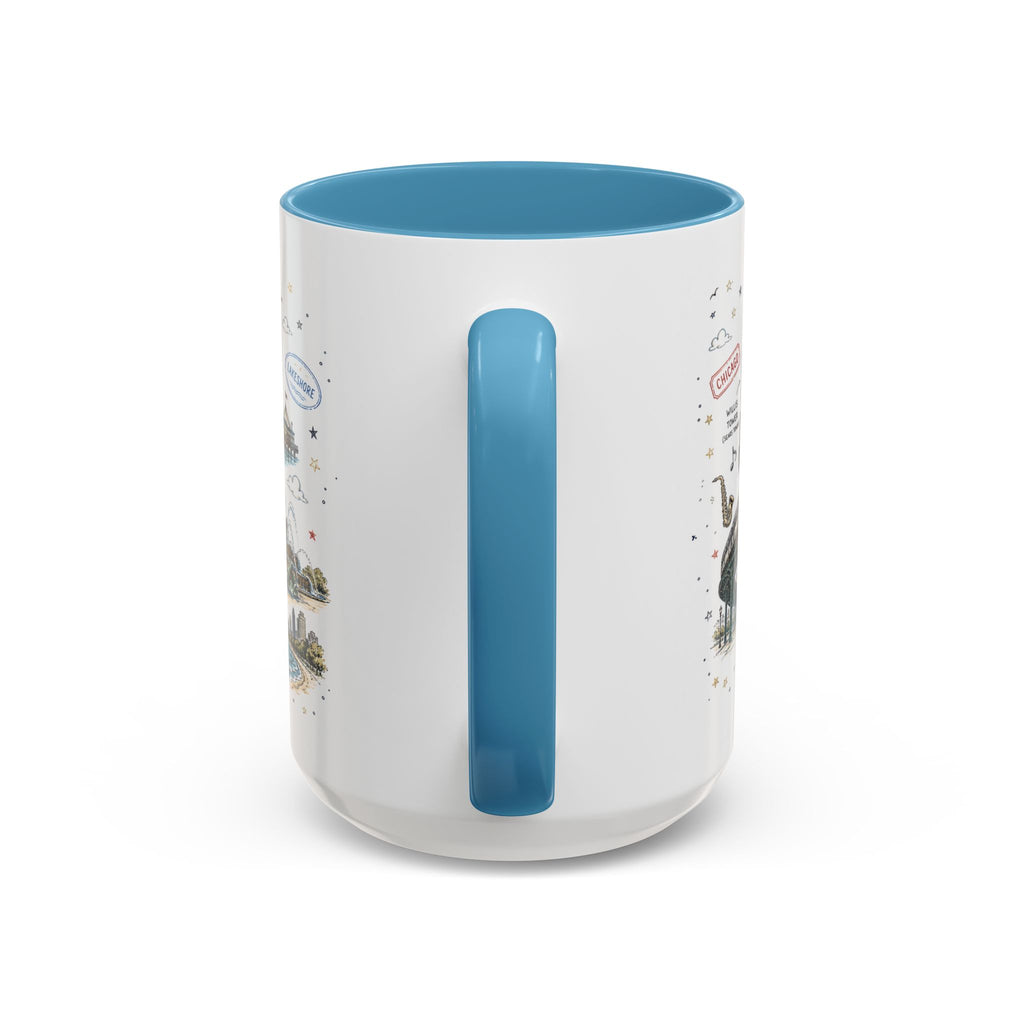 Chicago Coffee Mug | Illinois Souvenir City Gift | Accent Color Ceramic 11oz 15oz