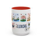 Luxor Coffee Mug | Postage Stamp Collage Mug | Travel Souvenir Accent Cup 11oz 15oz