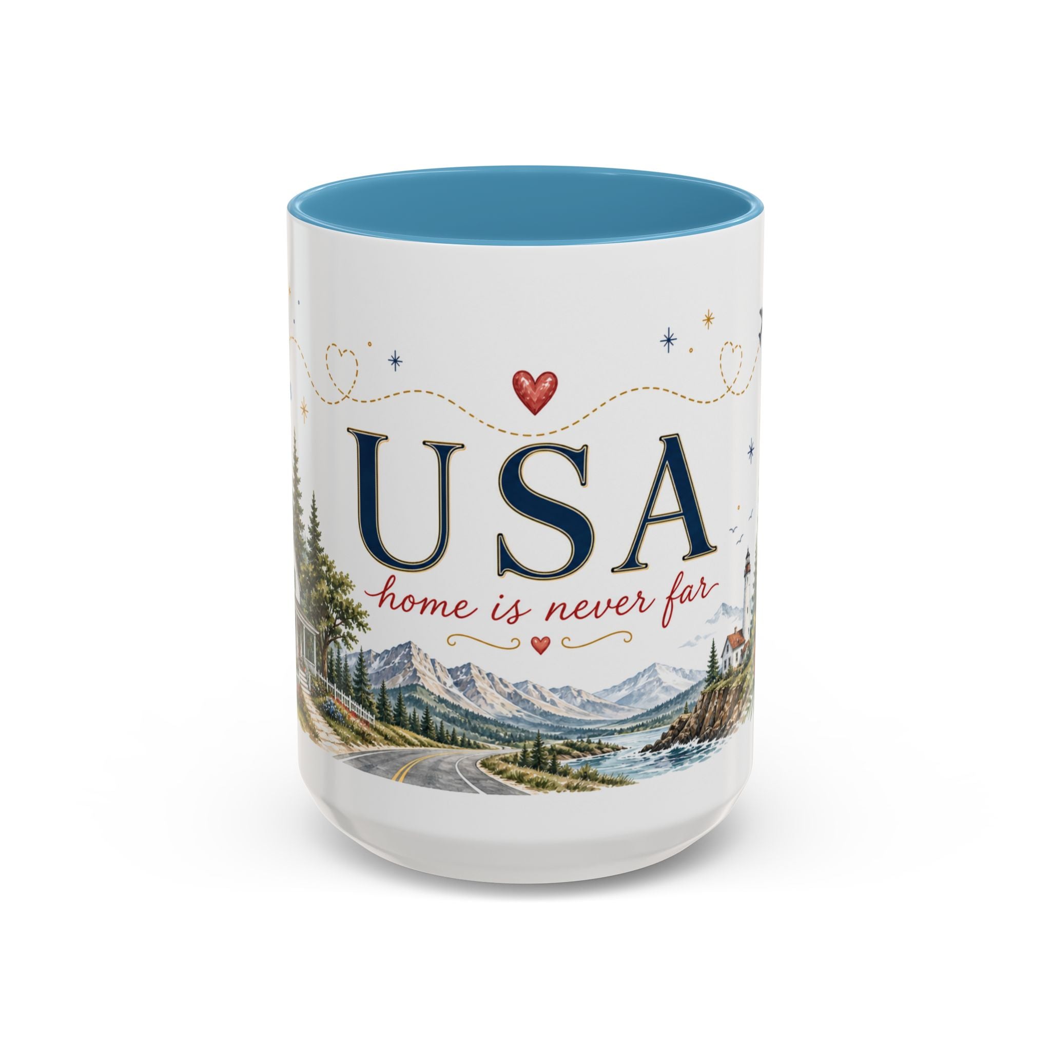 USA Home Country Mug | Moving Away Gift | Long Distance Friendship | 11 oz 15 oz Accent Mug