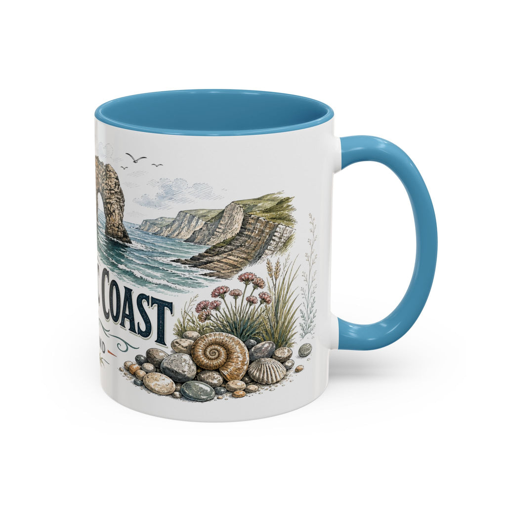 Jurassic Coast Mug, England Travel Souvenir, Bucket List Gift, Accent Ceramic Coffee Mug 11oz 15oz
