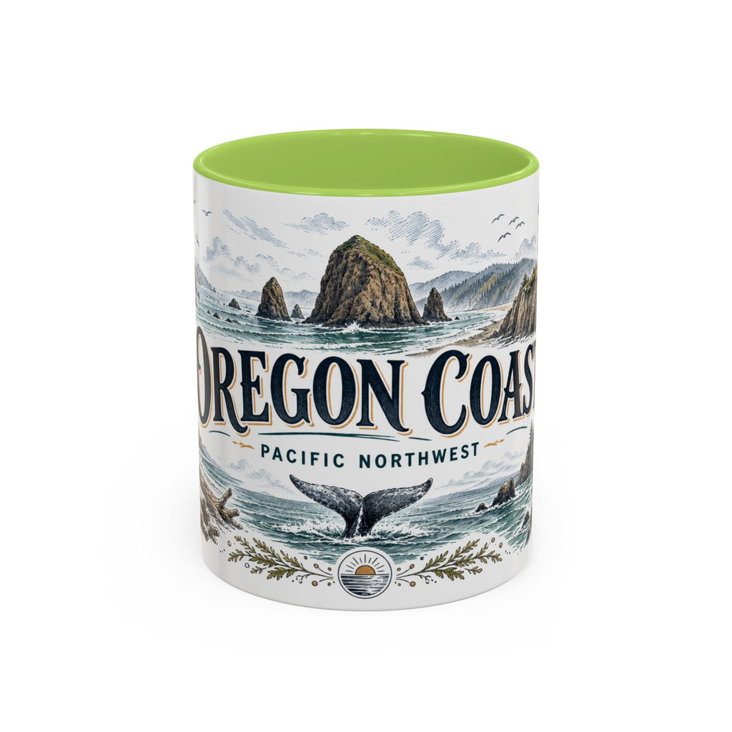 Oregon Coast Mug, Pacific Northwest Travel Souvenir, Bucket List Gift, Accent Ceramic Coffee Mug 11oz 15oz