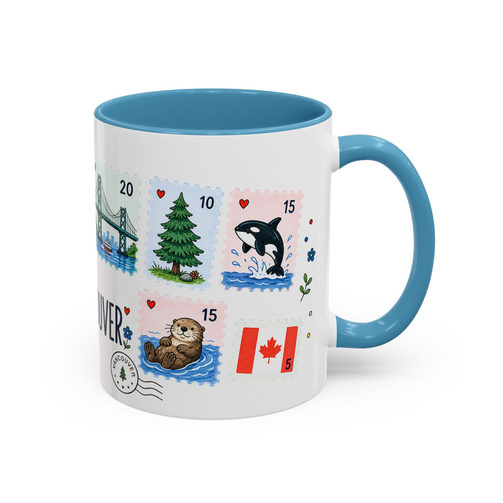Vancouver Coffee Mug | Postage Stamp Collage Mug | Travel Souvenir Accent Cup 11oz 15oz