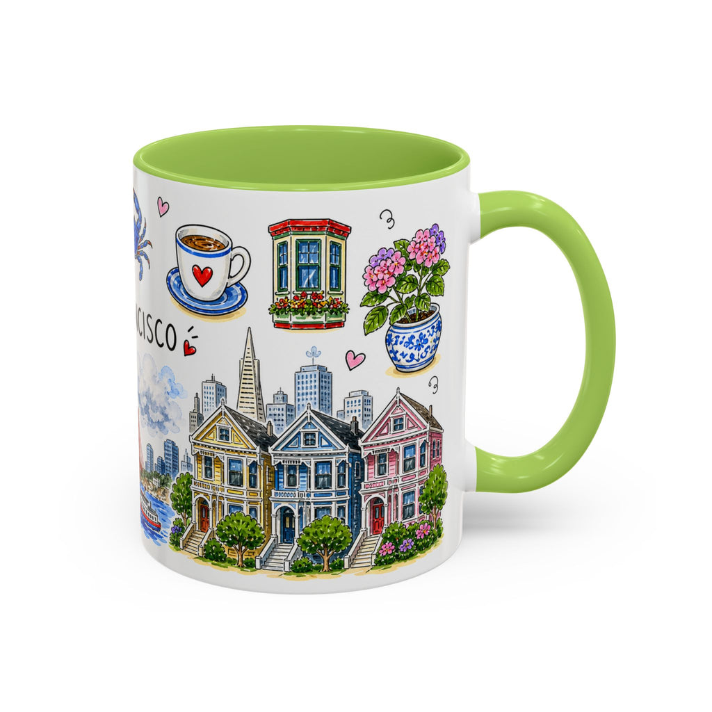 San Francisco Illustrated Travel Mug | City Souvenir Accent Coffee Mug | 11oz 15oz Ceramic Cup