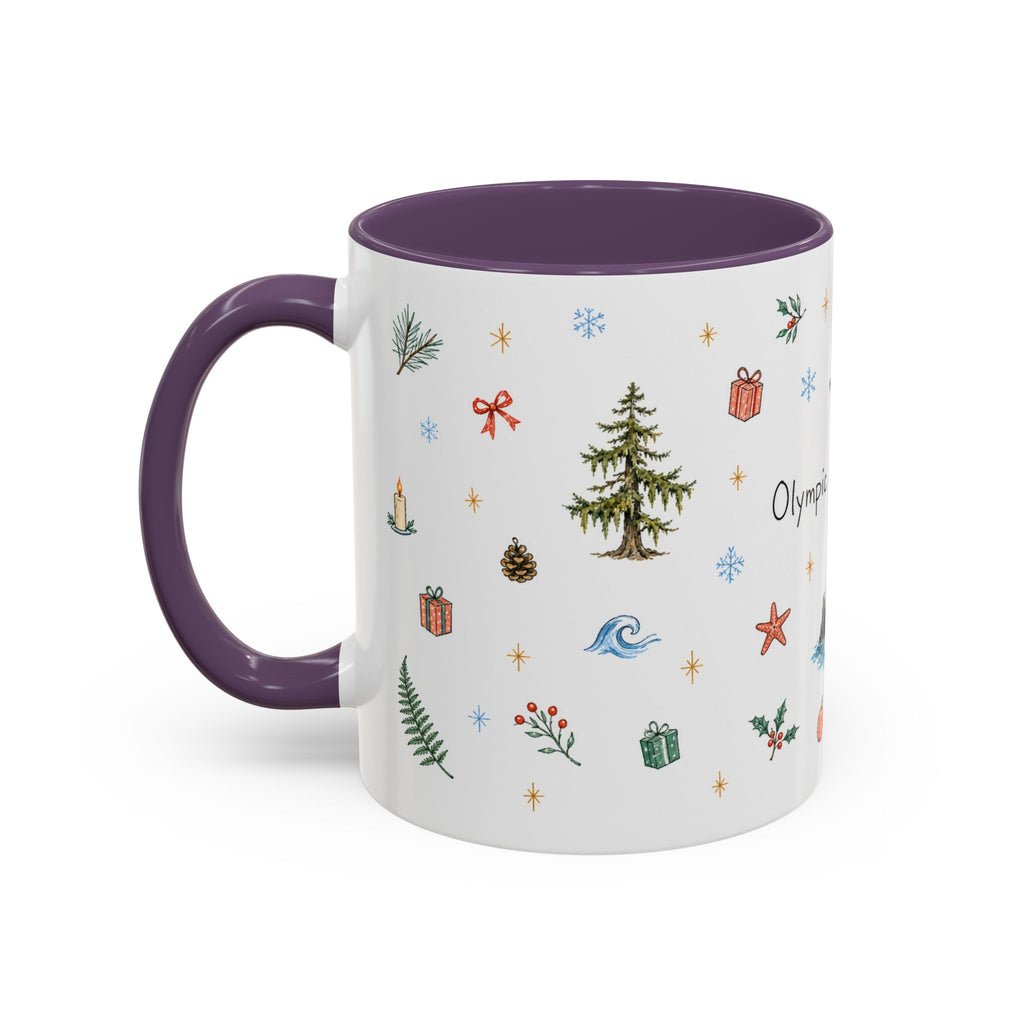 Olympic National Park Christmas Mug | Watercolor Travel Souvenir | Holiday Gift | Accent Ceramic Coffee Cup 11oz 15oz