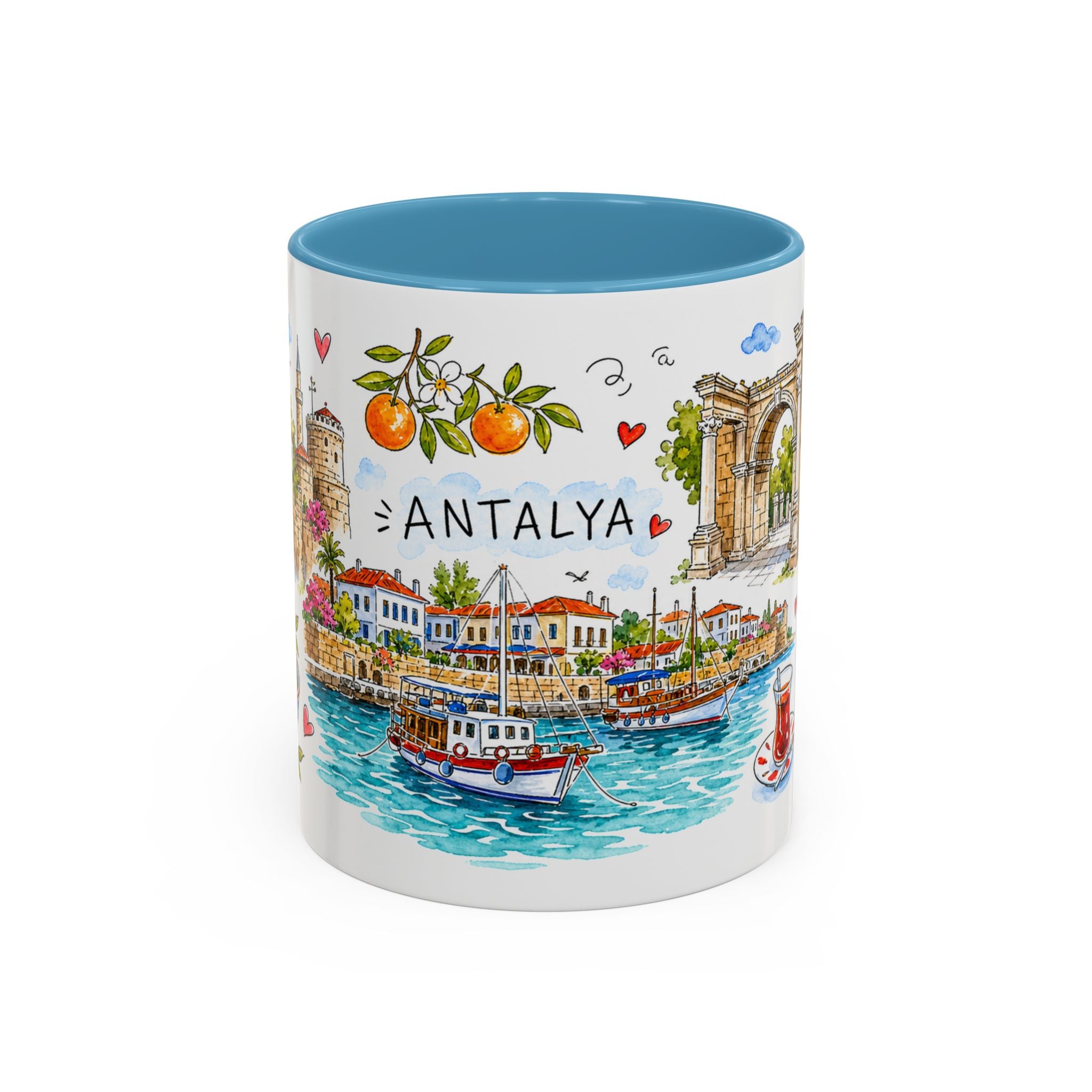 Antalya Travel Mug | European City Souvenir Accent Coffee Mug | 11oz 15oz Ceramic Cup