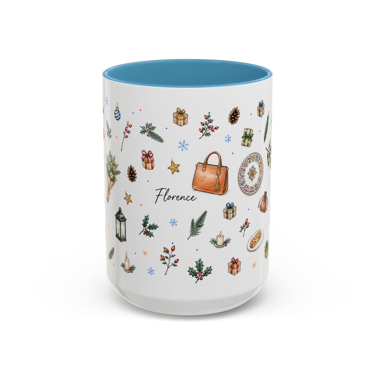 Florence Christmas Mug | Watercolor City Souvenir | Ceramic Coffee Cup (11oz 15oz)
