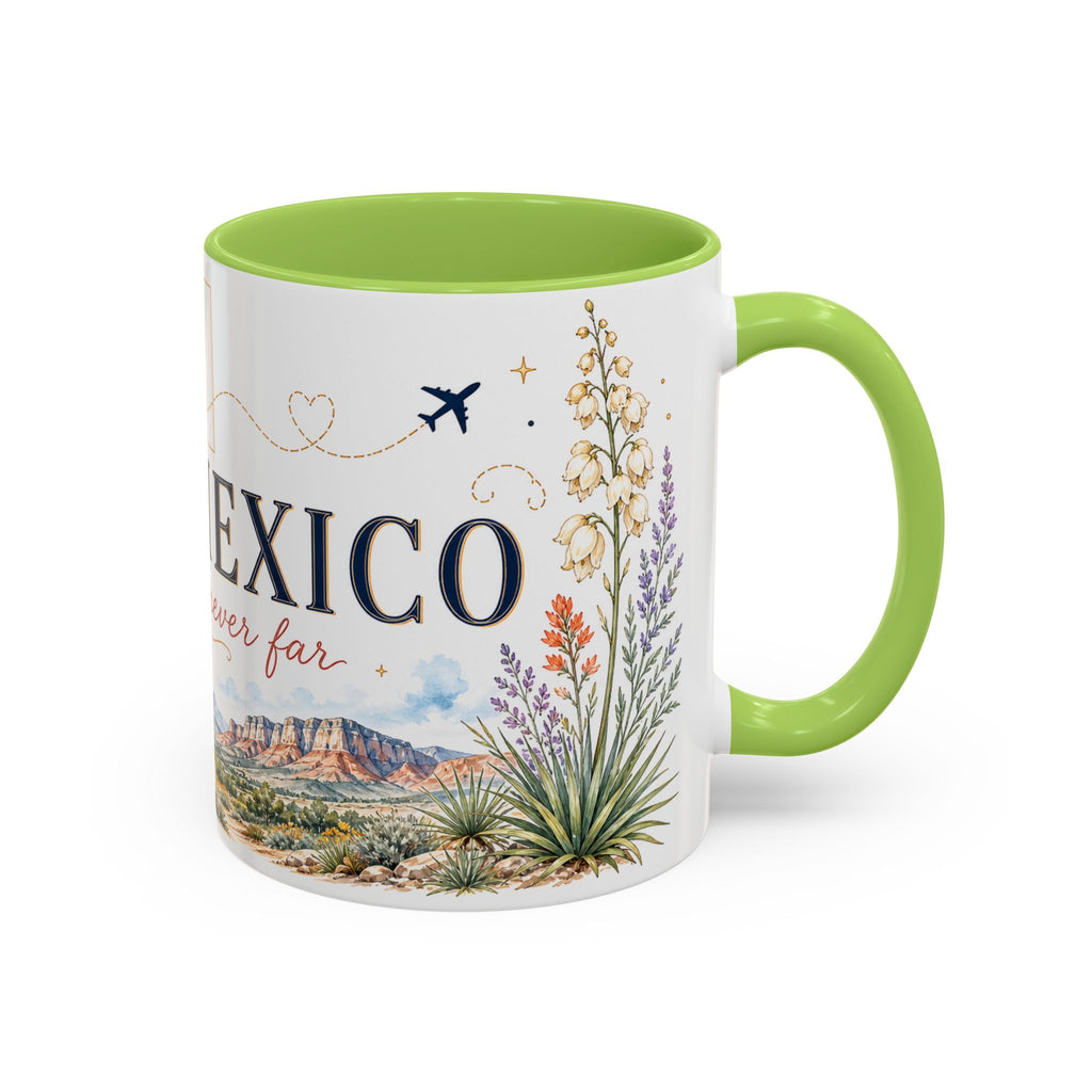 New Mexico State Map Mug | Desert Scenery, Yucca Flower Accent Coffee Cup