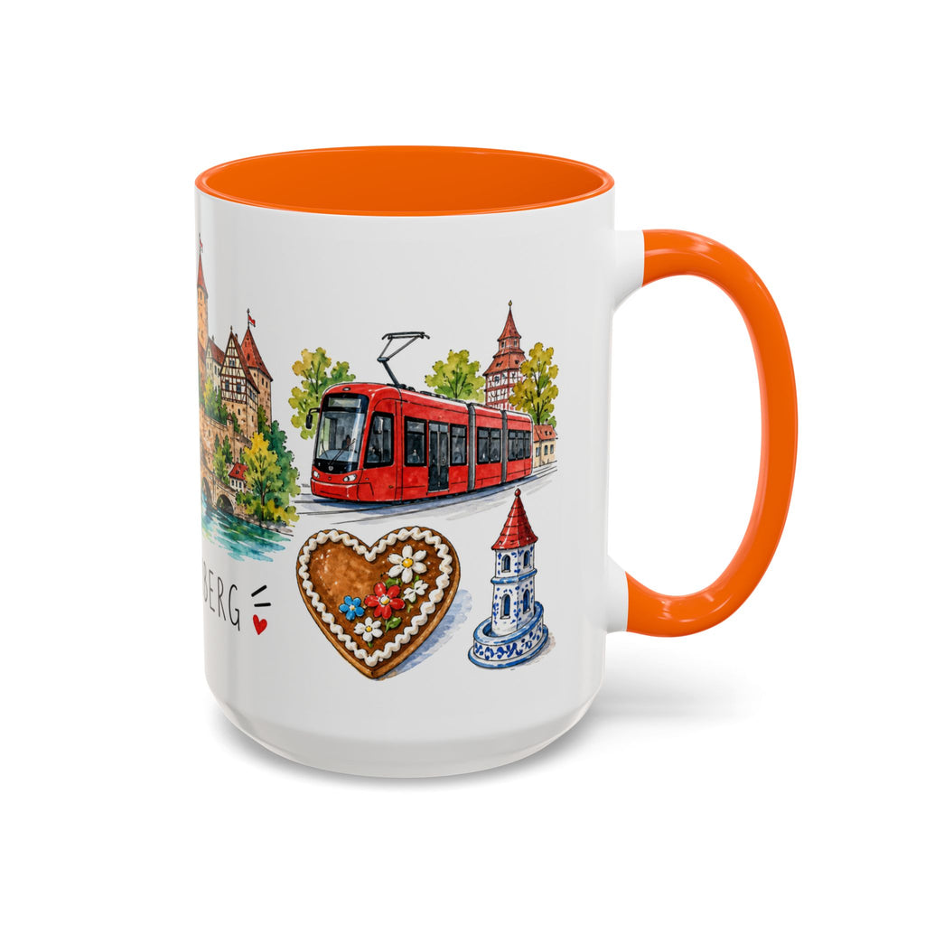 Nuremberg Illustrated Travel Mug | City Souvenir Accent Coffee Mug | 11oz 15oz Ceramic Cup