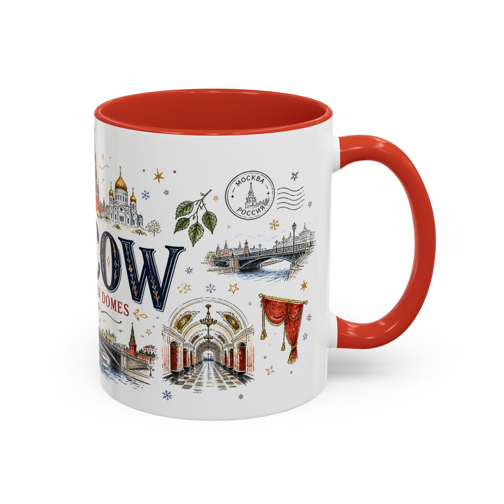 Moscow Coffee Mug | Russia Souvenir Travel Gift | Accent Color Ceramic 11oz 15oz
