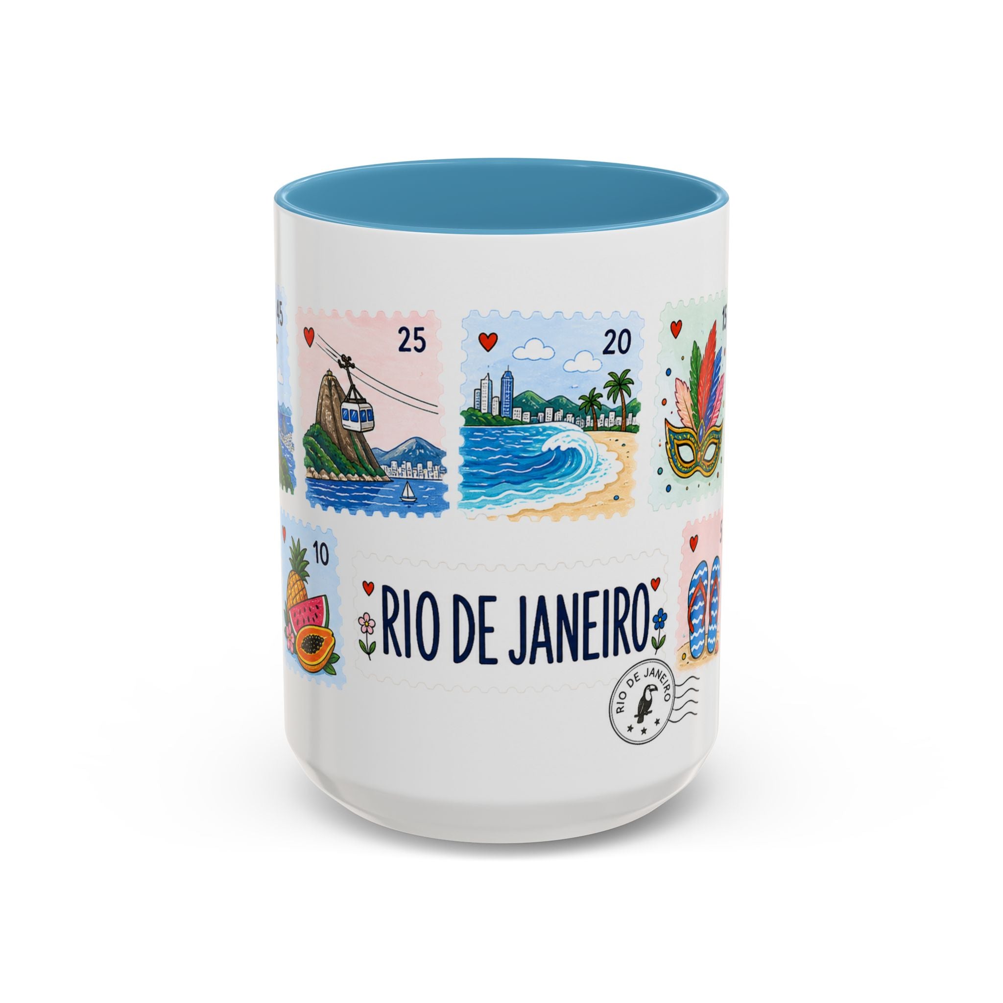 Rio de Janeiro Coffee Mug | Postage Stamp Collage Mug | Travel Souvenir Accent Cup 11oz 15oz