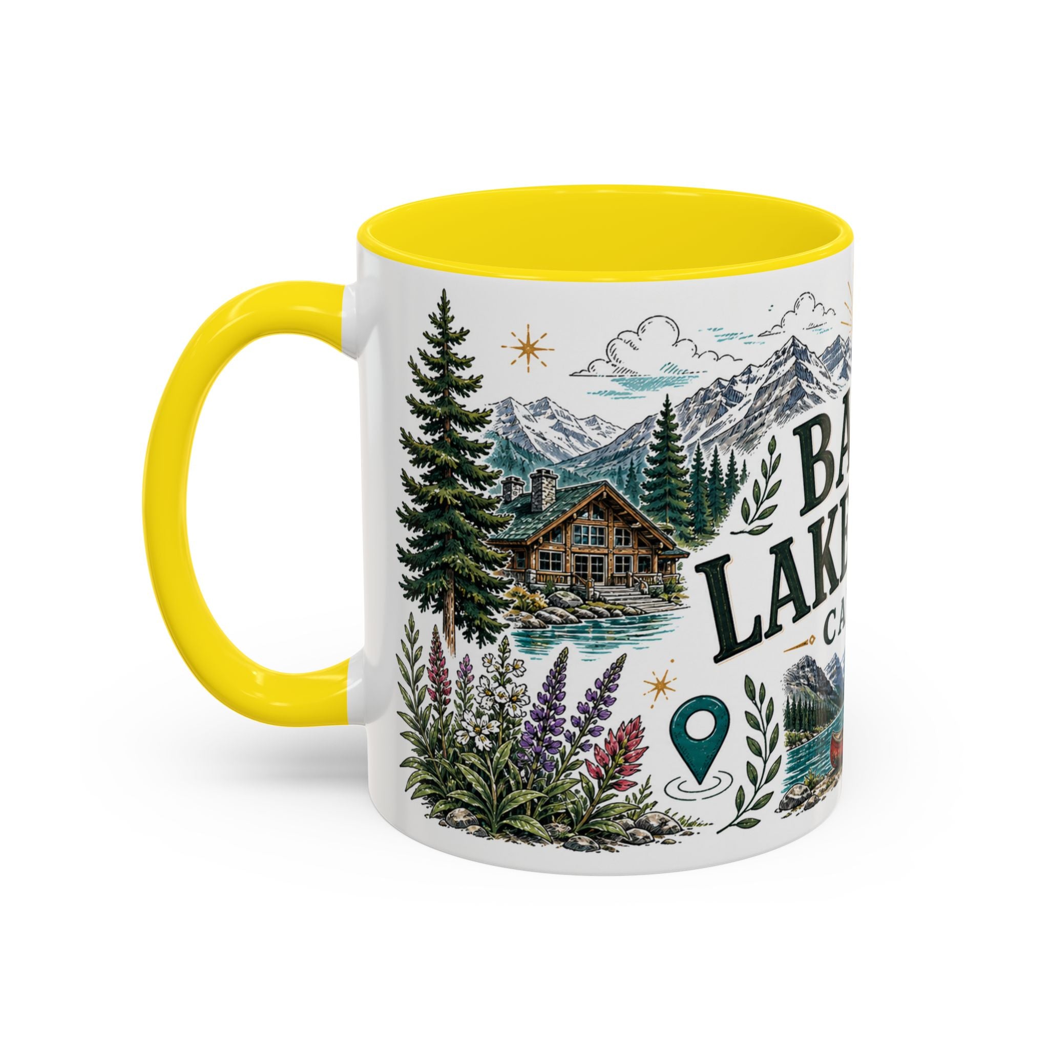 Banff Lake Louise Coffee Mug | Travel Destination Souvenir Gift | Accent Color Ceramic 11oz 15oz