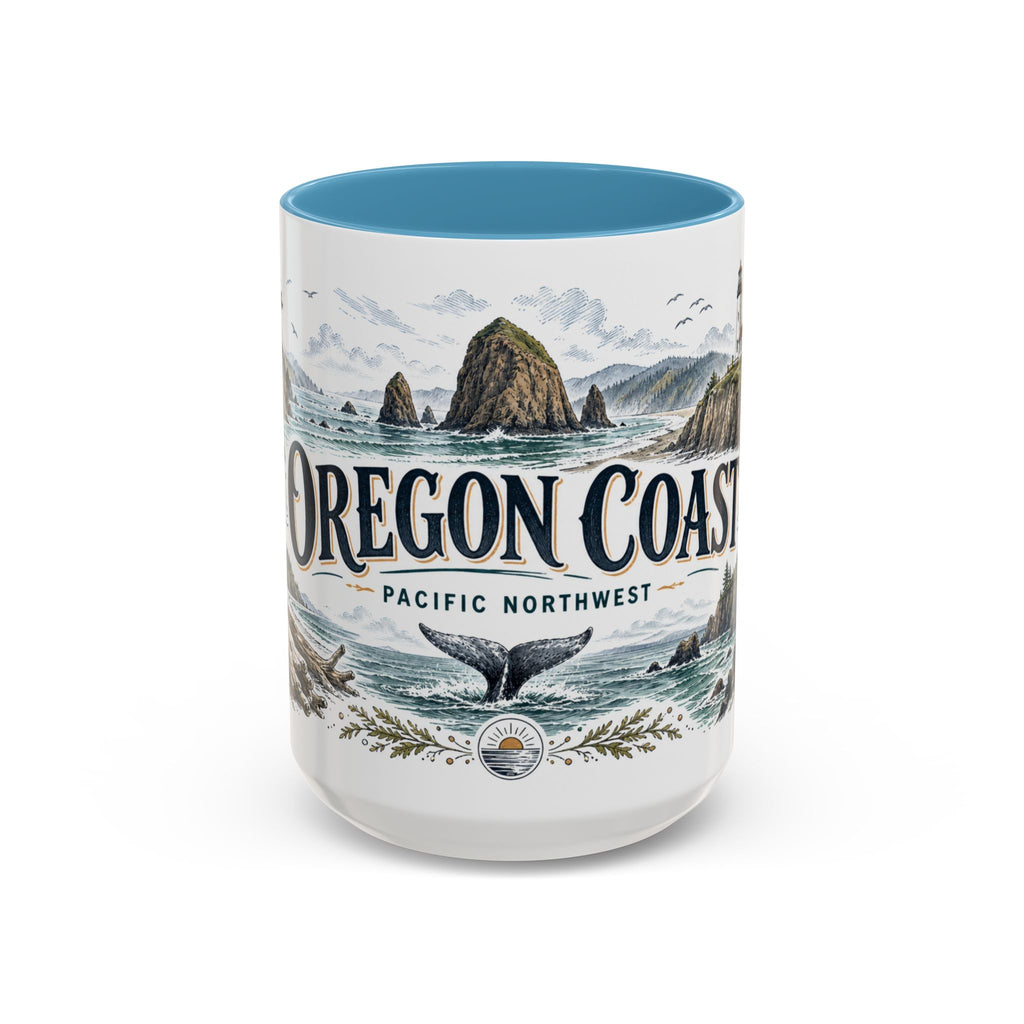 Oregon Coast Mug, Pacific Northwest Travel Souvenir, Bucket List Gift, Accent Ceramic Coffee Mug 11oz 15oz