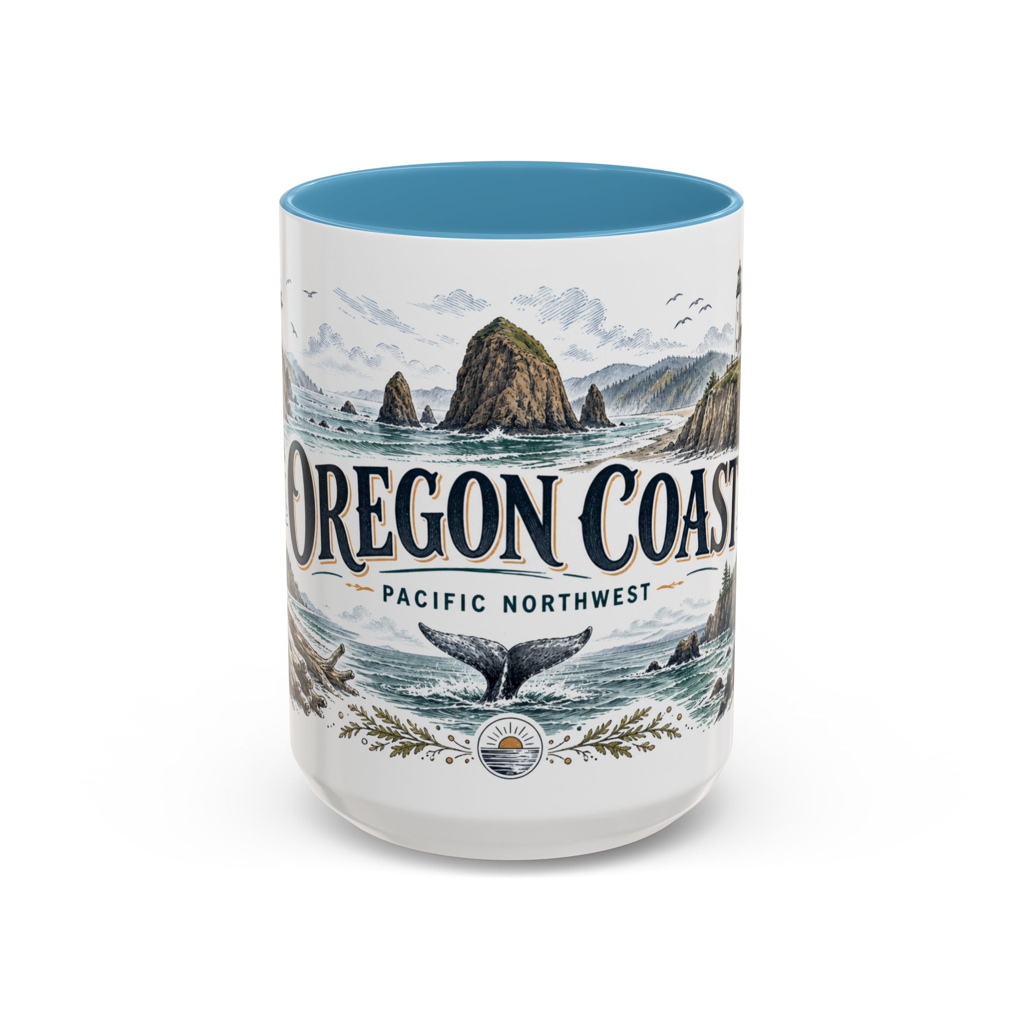 Oregon Coast Mug, Pacific Northwest Travel Souvenir, Bucket List Gift, Accent Ceramic Coffee Mug 11oz 15oz