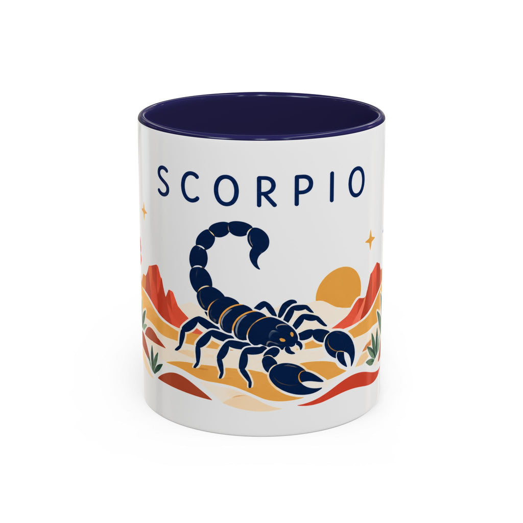 Scorpio Zodiac Coffee Mug | Scorpion and Desert Design | Astrology Birthday Gift | 11 oz 15 oz Ceramic Accent Mug