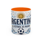Argentina Soccer Coffee Mug | Soccer Fan Gift | Accent Color Ceramic 11oz 15oz Match Day Cup
