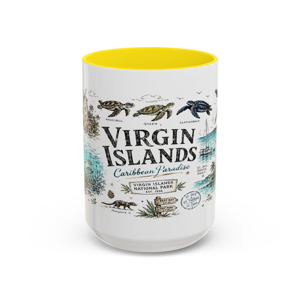 Virgin Islands National Park Coffee Mug | Caribbean Beach Snorkeling Reef Gift | Accent Color Ceramic 11oz 15oz