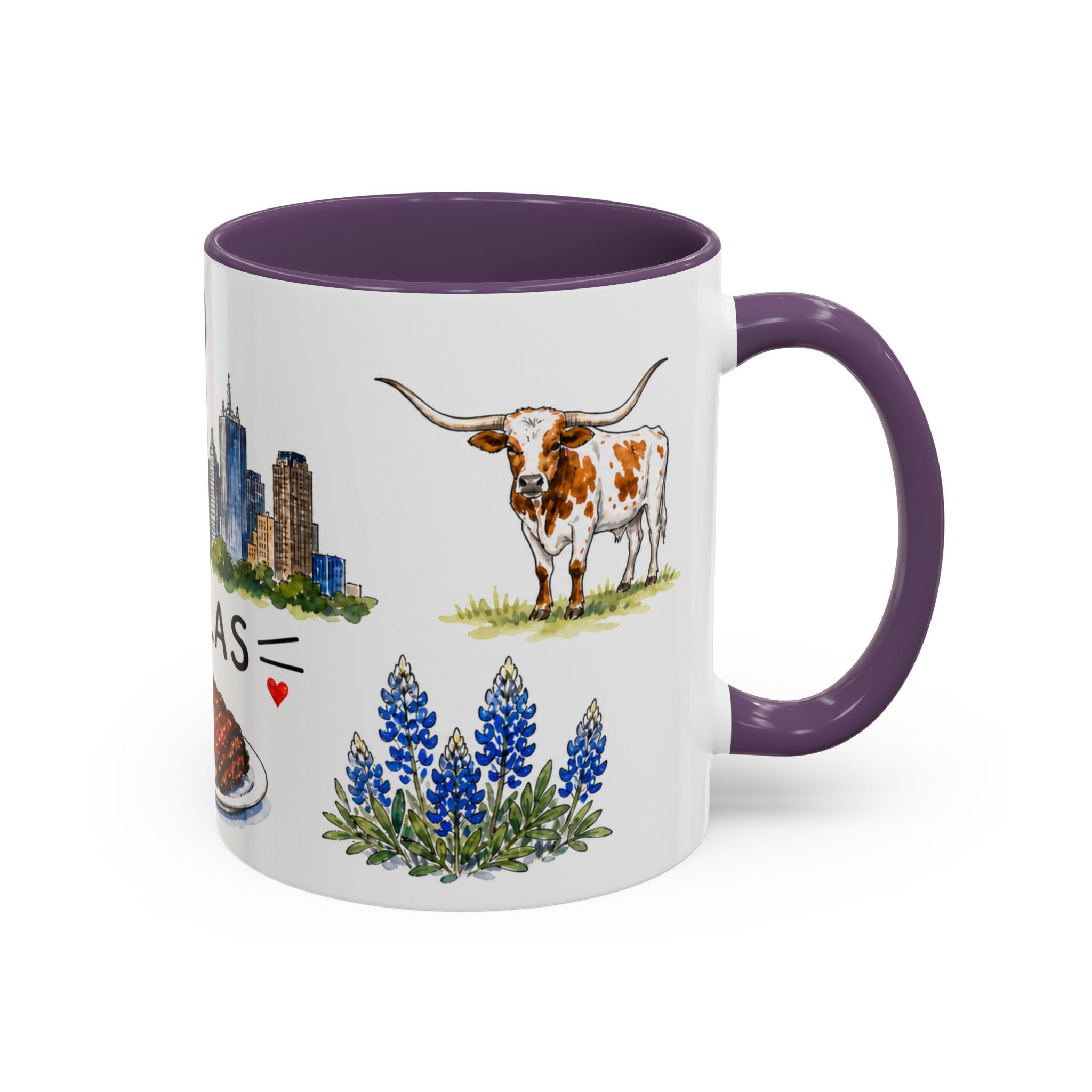 Dallas Illustrated Travel Mug | City Souvenir Accent Coffee Mug | 11oz 15oz Ceramic Cup
