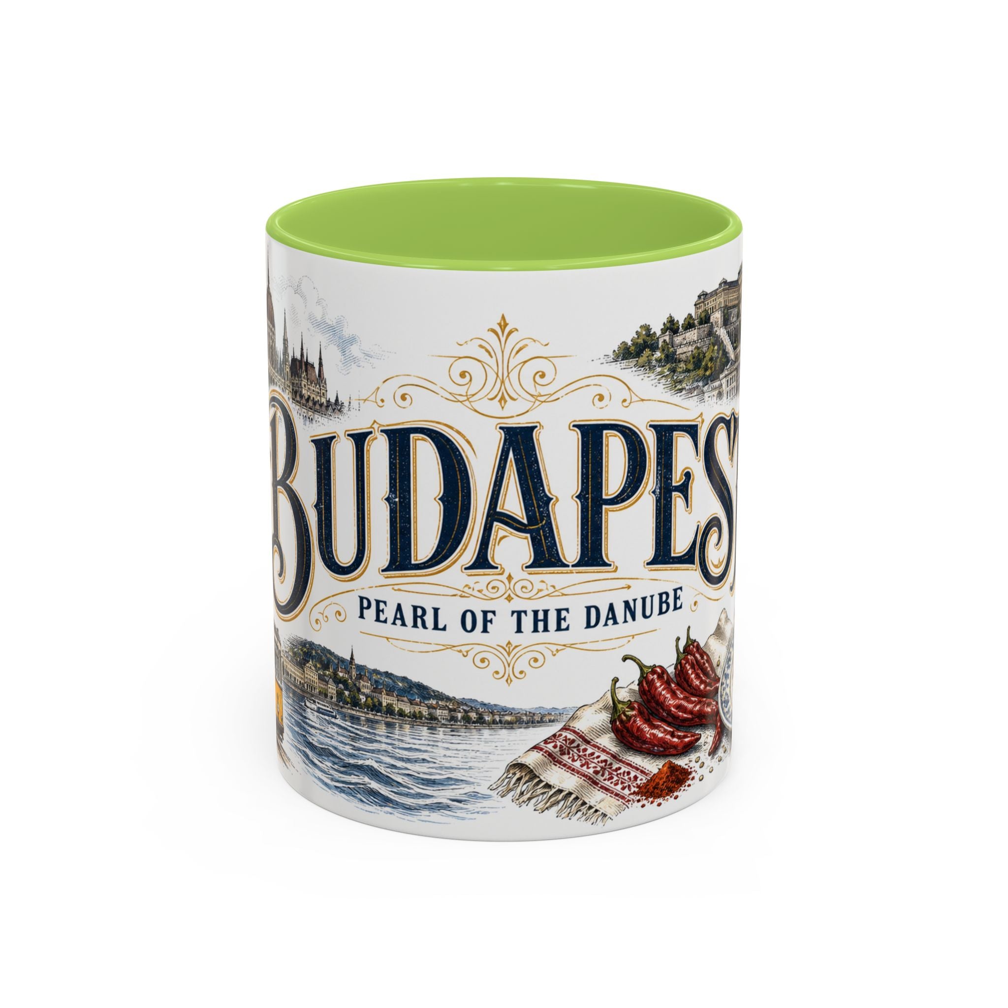 Budapest Coffee Mug | Hungary Travel Souvenir | Vintage Illustrated City Gift | 11 oz 15 oz Accent Mug