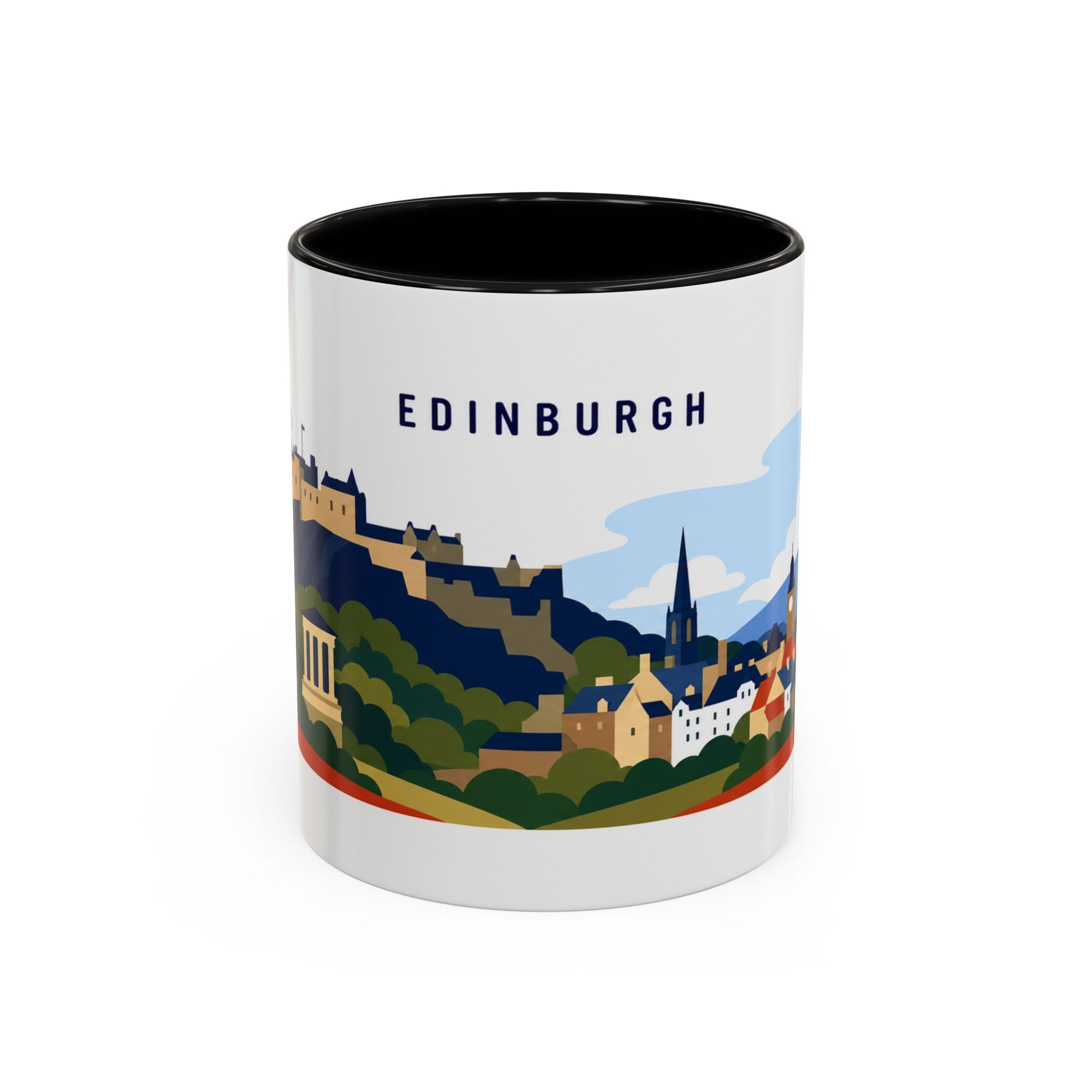 Edinburgh Coffee Mug | Travel Destination Souvenir Gift | Accent Color Ceramic 11oz 15oz