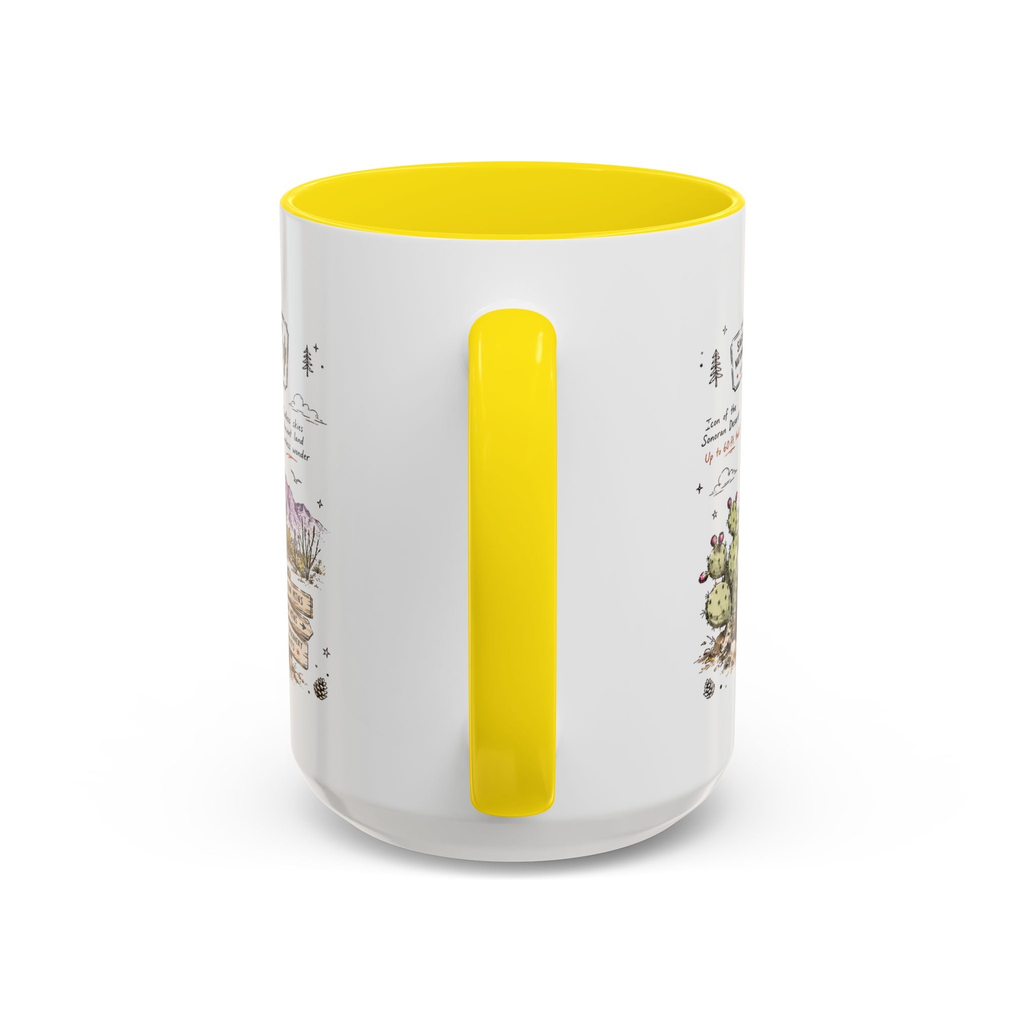Saguaro National Park Coffee Mug | Arizona Desert Cactus Sunset Gift | Accent Color Ceramic 11oz 15oz