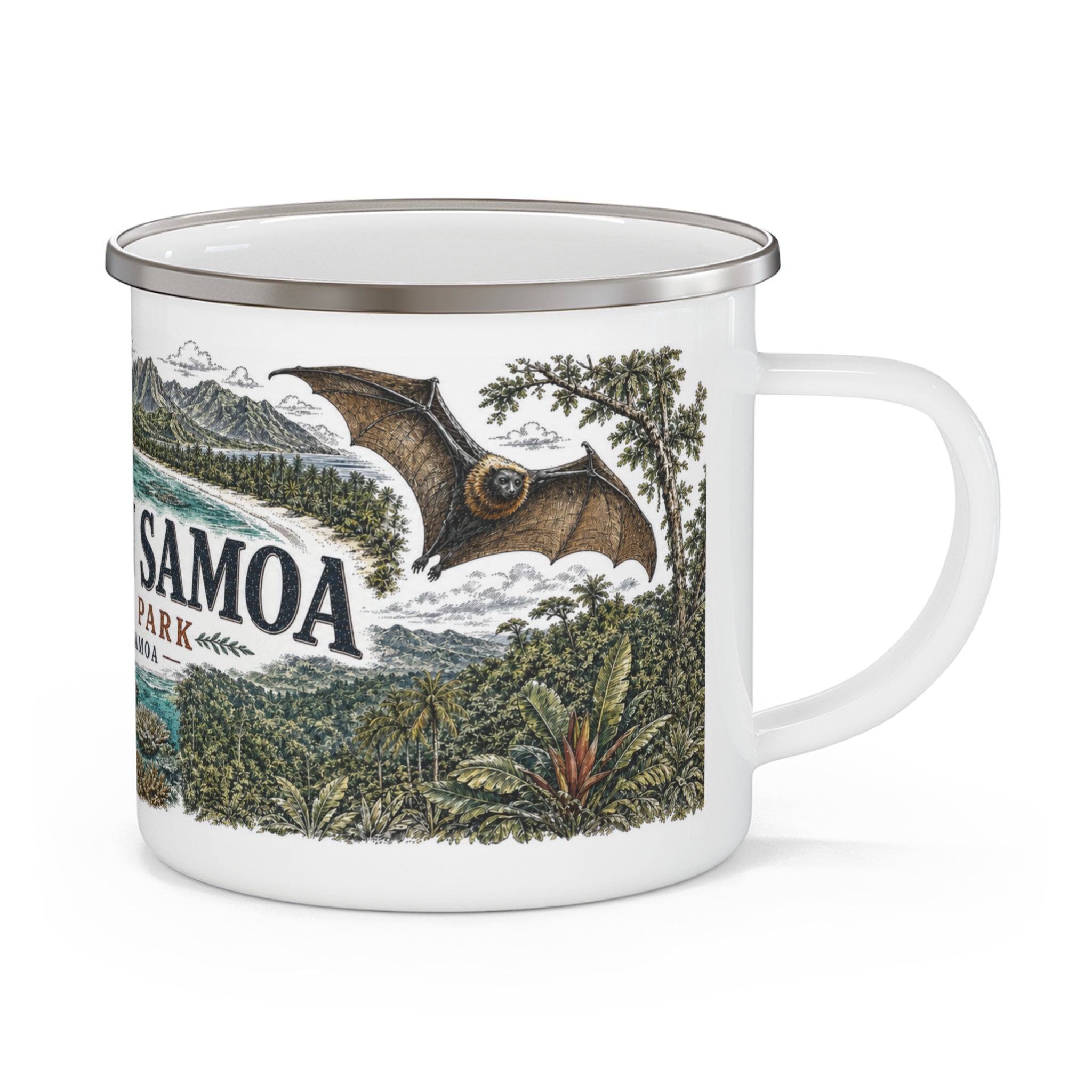 National Park of American Samoa Vintage Enamel Camping Mug | 12oz National Park Hiking Gift