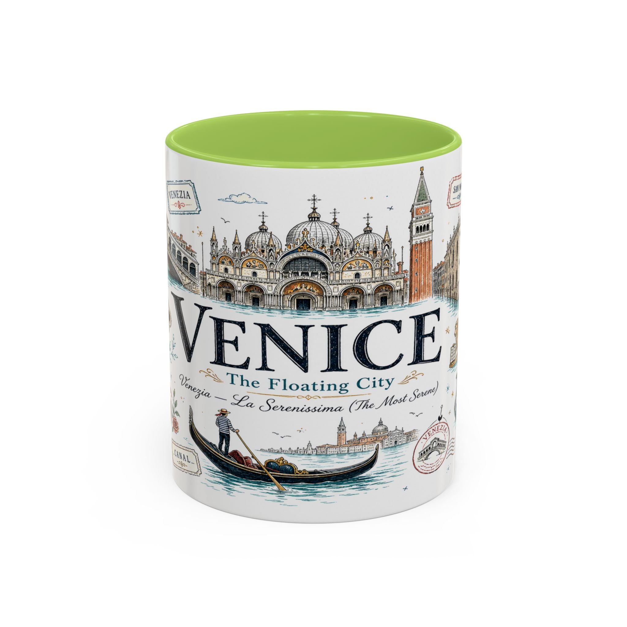 Venice Coffee Mug | Italy Souvenir Travel Gift | Accent Color Ceramic 11oz 15oz