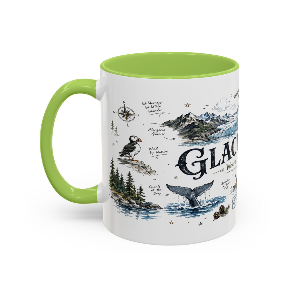 Glacier Bay National Park Coffee Mug | Alaska Wilderness Kayaking Gift | Accent Color Ceramic 11oz 15oz