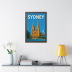 Sydney Cathedral Australia Framed Poster | Vintage Travel Wall Art | Black Walnut White Frame | 16x24 20x30