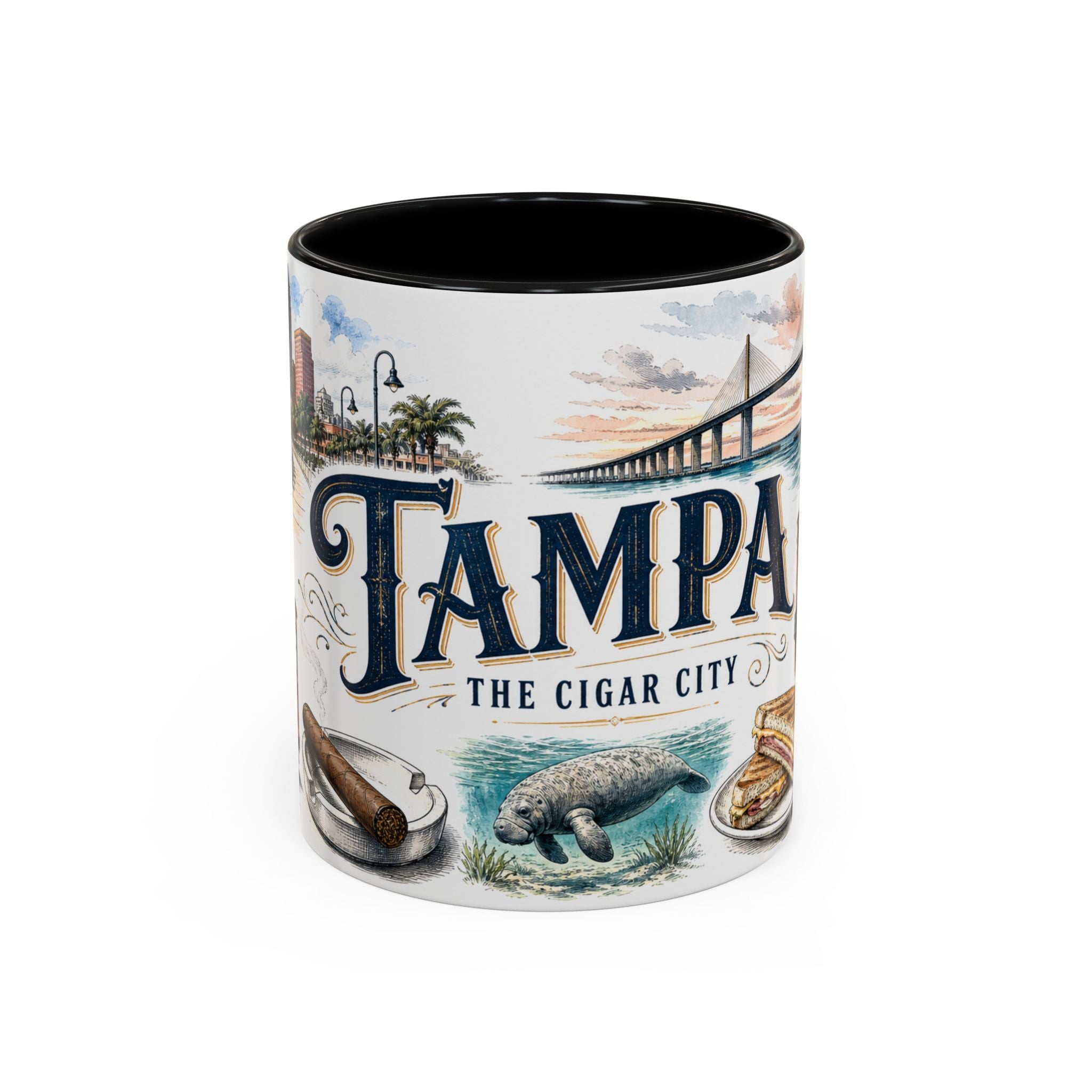 Tampa Coffee Mug | United States Travel Souvenir | Vintage Illustrated City Gift | 11 oz 15 oz Accent Mug