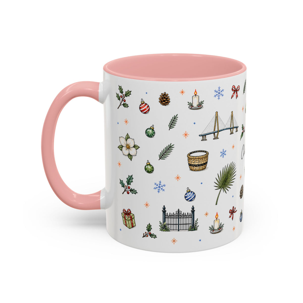 Charleston Christmas Mug | Watercolor City Souvenir, Holiday Travel Gift (11oz/15oz)