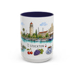 Stockton Illustrated Travel Mug | City Souvenir Accent Coffee Mug | 11oz 15oz Ceramic Cup