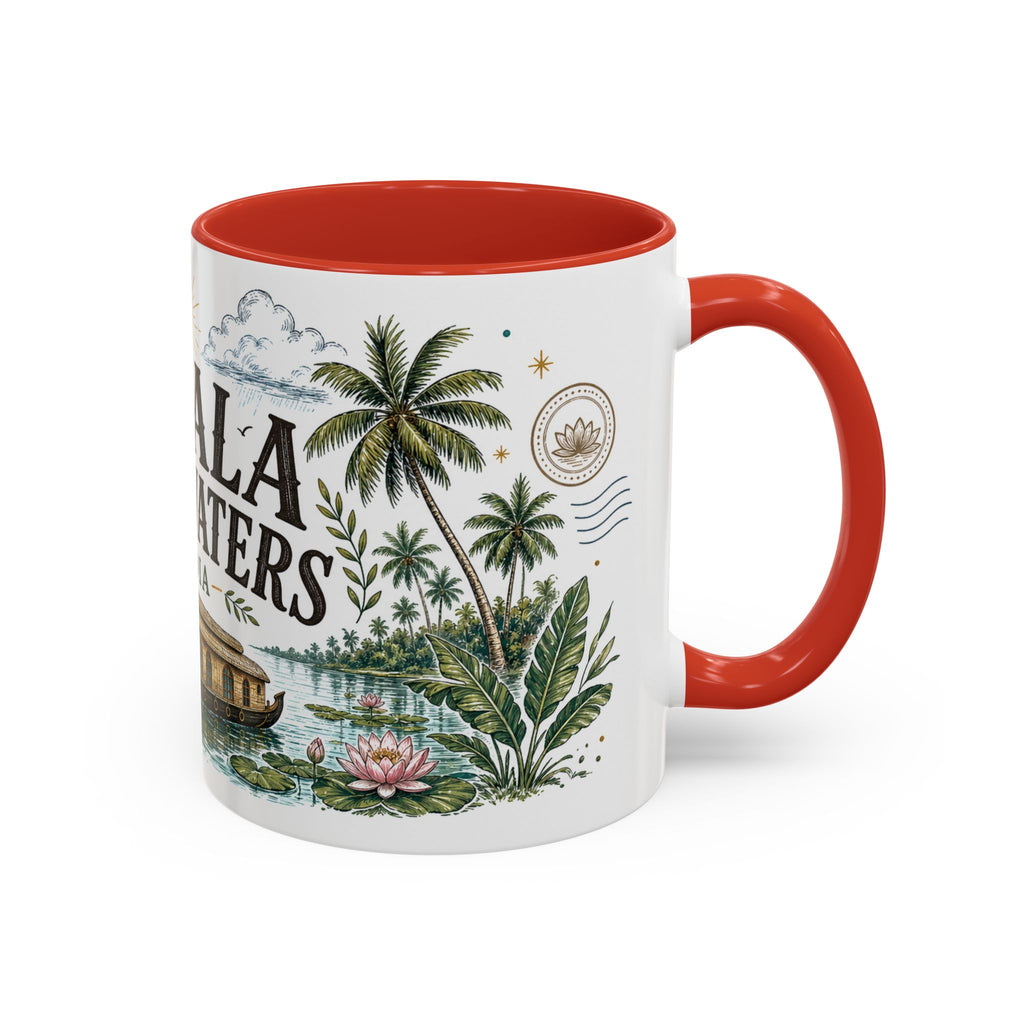 Kerala Backwaters Coffee Mug | Travel Destination Souvenir Gift | Accent Color Ceramic 11oz 15oz