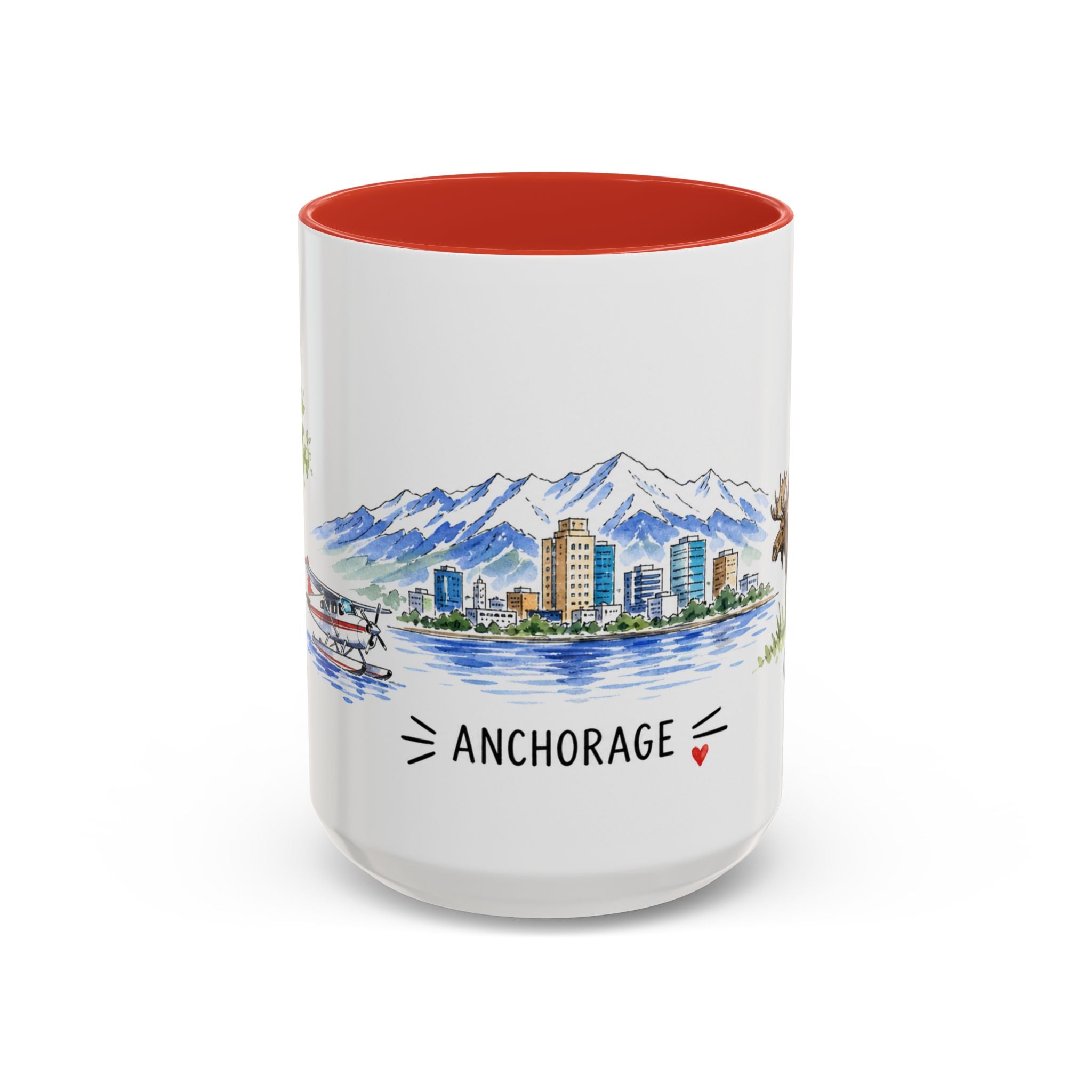 Anchorage Illustrated Travel Mug | City Souvenir Accent Coffee Mug | 11oz 15oz Ceramic Cup