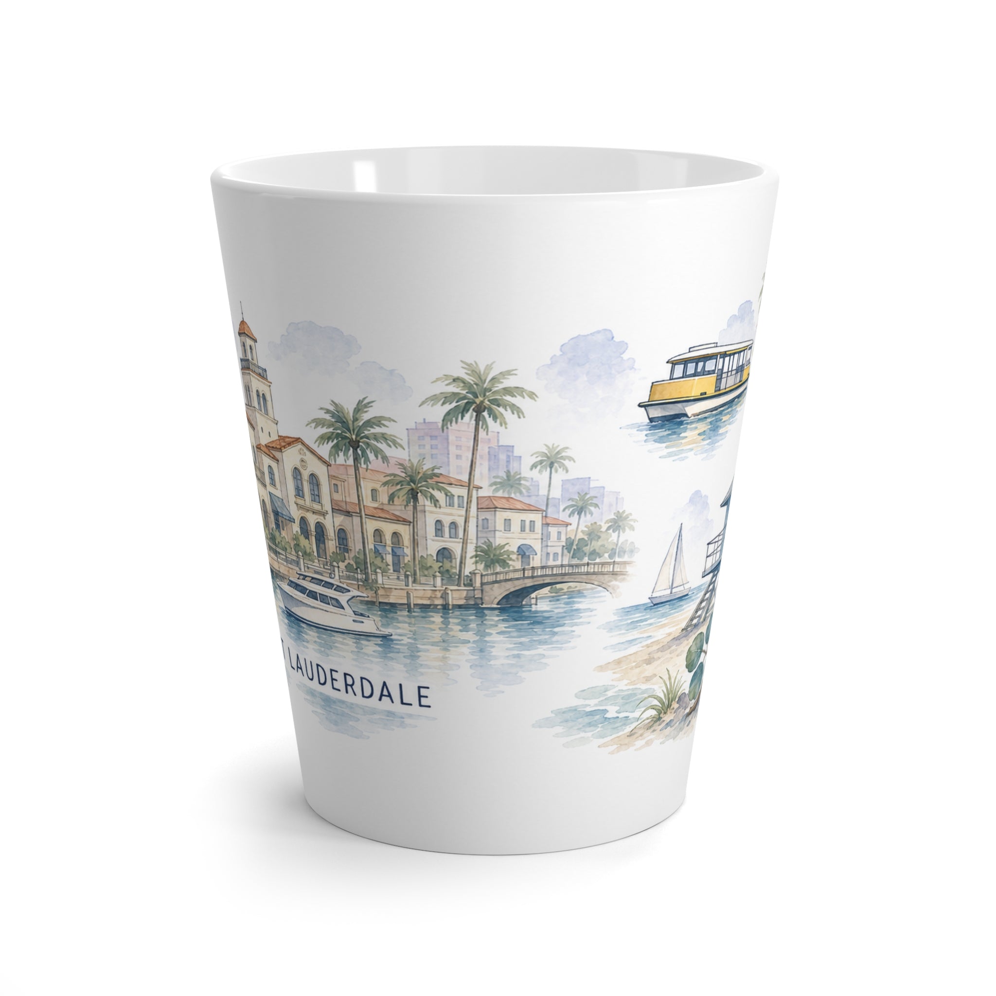 Fort Lauderdale Latte Mug | Watercolor City Travel Mug | 12 oz Ceramic Souvenir Gift