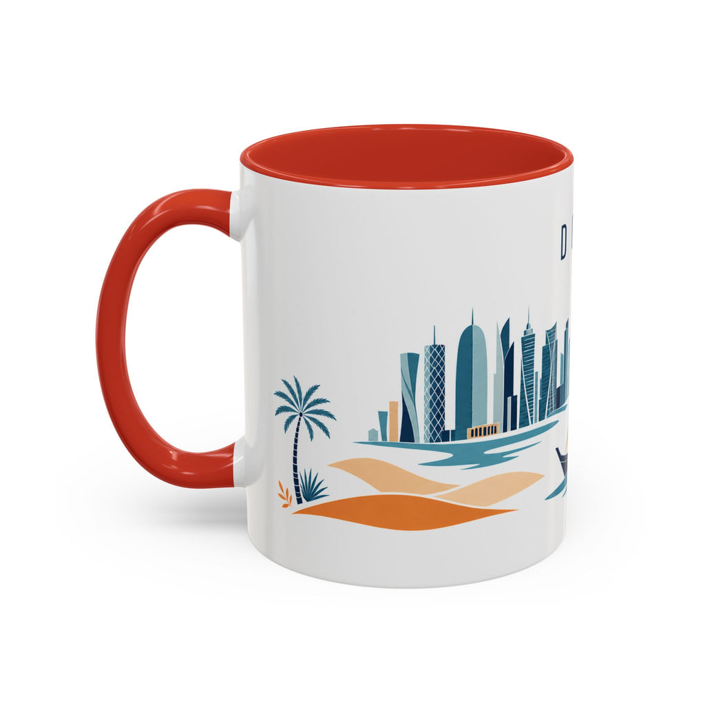 Doha Coffee Mug | Qatar Travel Souvenir | Porcelain Decal City Gift | 11oz 15oz Accent Mug