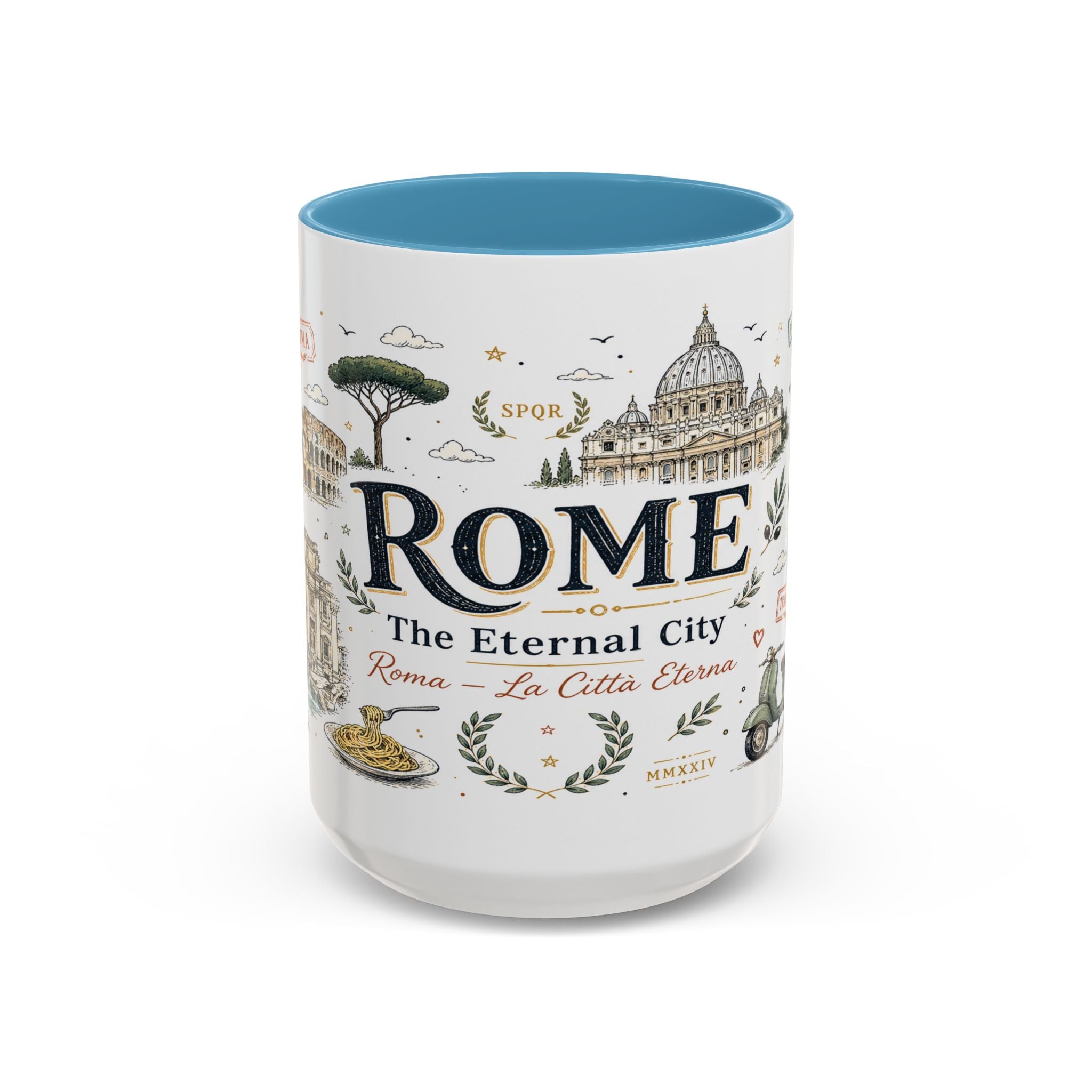 Rome Coffee Mug | Italy Souvenir Travel Gift | Accent Color Ceramic 11oz 15oz