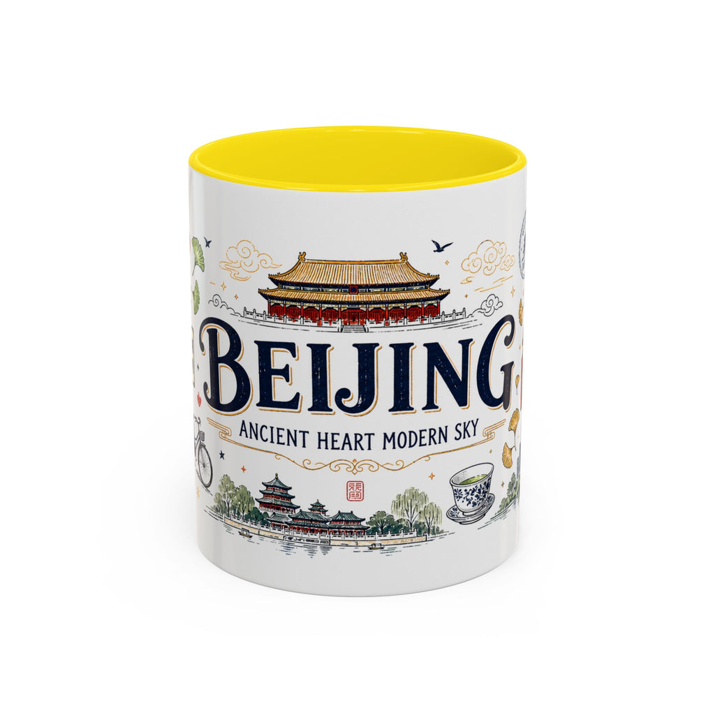 Beijing Coffee Mug | China Souvenir Travel Gift | Accent Color Ceramic 11oz 15oz
