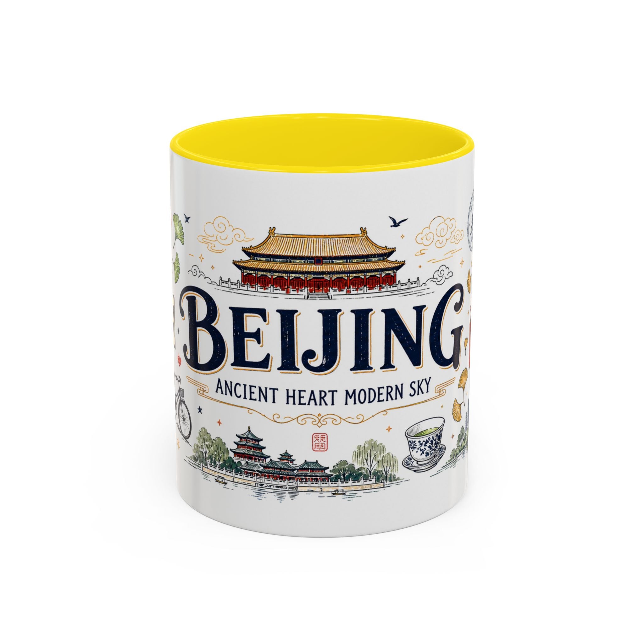 Beijing Coffee Mug | China Souvenir Travel Gift | Accent Color Ceramic 11oz 15oz
