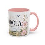 North Dakota State Map Mug | Prairie Rose Botanical Accent Coffee Cup